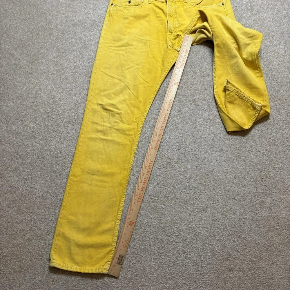Vtg Polo Ralph Lauren Jeans Mens 36x32 Sunfish Yellow Slim Straight Denim Pants